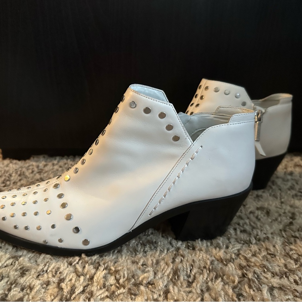 White Studded Ankle Boots